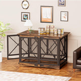 COZPAW Large Dog Crate Furniture - 48 inch Heavy Duty Dog Kennel Indoor for XLarge Breed with Double Doors, Wooden Dog Cage XL Modern Decorative End Table Pet House (Brown) COZPAW