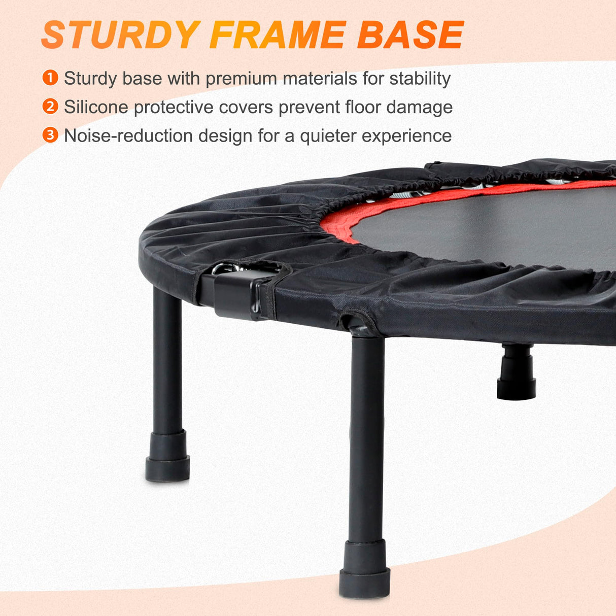 40"/48" Foldable Mini Trampoline for Adults 450/600 LB Rebounder Trampoline with Adjustable Foam Handle for Home Gym Small Exercise Trampoline for Indoor or Garden Workout TUYOHW
