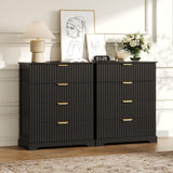ProsperHaven Fluted Dresser with 4 Drawers for Bedroom, 36.6" Tall Dresser with Charging Station, Wooden Chest of Drawers for Bedroom, Living Room, Entryway, Black ProsperHaven