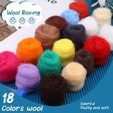 Needle Felting Kit, Needle Felting Starter Kit with Exquisite Green Storage Bag, Wool Roving 18 Colors Set, Needle Wool Felting Tools Kit, Wool Felt Tools for Felted Animal Needle Felting Supplies IMZAY