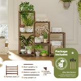 Bamworld Plant Stand Indoor Plant Shelf Outdoor Wood Plant Rack for Multiple Plants 3 Tiers Ladder Plant Holder for Living Room Patio Boho Home Decor for Gardening Mom Gifts Bamworld