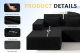 Modular Sectional Couches for Living Room,105" Cloud Couch with L-Shape Chaise,Comfy Sofa Living Room Sofas with Deep Seat,No Assembly L Couch,Corduroy Fabric(Black,L) Homguava