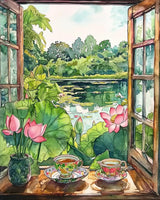 OKSGYTA Afternoon Tea Time Paint by Numbers for Adults Beginners Sunny Weather Painting by Number on Canvas Without Frame, DIY Flower Paint with Brushes Acrylic Paints for Gift Home Decor (16x20inch) OKSGYTA
