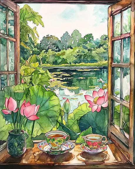 OKSGYTA Afternoon Tea Time Paint by Numbers for Adults Beginners Sunny Weather Painting by Number on Canvas Without Frame, DIY Flower Paint with Brushes Acrylic Paints for Gift Home Decor (16x20inch) OKSGYTA