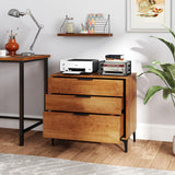 Giantex 3-Drawer Dresser for Bedroom, Multipurpose Chest of Drawers, Mid-Century Modern Storage Cabinet with Anti-Tip Kit, Clothes Organizer, 30”W Nightstand for Closet, Living Room, Entryway, Cherry Giantex