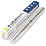 Ultra Cuisine French Rolling Pin for Baking – Tapered Stainless Steel Design with Measurements, Professional or Home Use with Pizza, Cookie, & Pastry Dough, or Fondant and Pie Crust – Dishwasher-Safe Ultra Cuisine