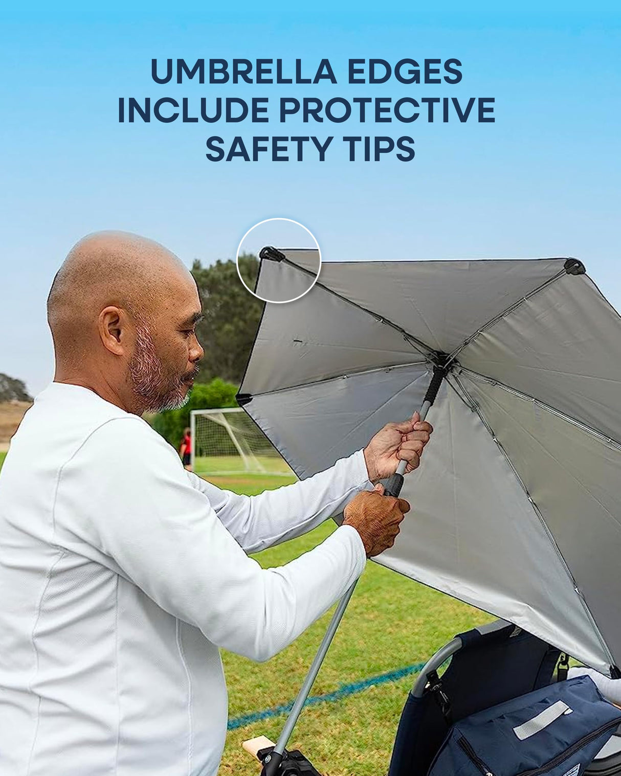 Versa-Brella UPF 50+ Personal Sun Shade - Portable Umbrella for Sports & Outdoors - Secure Clamp, 360-Degree Swivel Adjustable Position for Maximum Sun Protection - Compact with Carry Case Sport-Brella