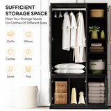 LIKIMIO Armoire Wardrobe Closet 70" H, 5 Doors Bedroom Wooden Wardrobe with 4 Storage Shelves and Hanging Rod, Clothing Storage Cabinet Organizer Combination, Black LIKIMIO