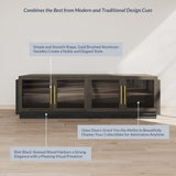 BELLEZE 70" TV Stand for TVs up to 75", Modern TV Cabinet & Entertainment Center with Shelves, Wood Storage Cabinet for Living Room or Bedroom - Brixston (Brown) BELLEZE