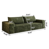 PUQEOAO 71" Loveseat Sofa in a Box,Plush Corduroy Fabric Deep Seat Couch,No Assembly Required,Space-Saving Design,Comfy Seater Sofa for Living Room, Apartment, Bedroom & Office,Modern,Green PUQEOAO