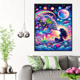 wmpikd Hippie Hippy Girl Diamond Art Painting Kits for Adults 5d DIY Trippy Cool Girl Gem Art Kit for Beginners Round Full Drill Paint with Diamonds Crafts Home Wall Decor Gifts 12x16 Inch wmpikd
