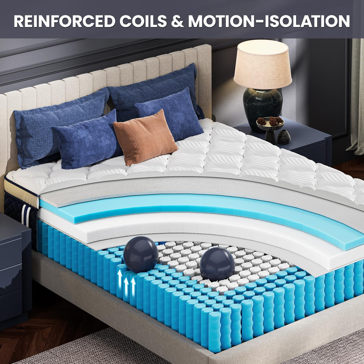 RRESTA Firm King Mattress 14 Inch - Hotel Collection Hybrid Mattress with 5-Zone Support, Luxury Sleep Comfort, Extra Back & Hip Support, Fiberglass-Free, CertiPUR-US Certified, 365-Night Trial RRESTA