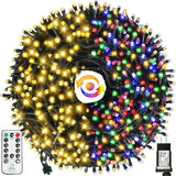 MZD8391 Color Changing Christmas String Lights Outdoor Indoor, 108FT 300 LED Warm White Multicolor Fairy Lights, END to END Connect, Waterproof Christmas Tree Lights Timer Remote MZD8391