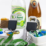 Framendino, 24 Pack Sublimation Leather Bottle Opener Keychain Stainless Steel Beer Openers Blanks for Wedding Party Favors Black Framendino