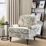 HULALA HOME Accent Chair with Solid Legs & Removable Cushion, Farmhouse Floral Comfy Upholstered Armchair, Leisure Single Sofa Chair for Living Room Bedroom HULALA HOME