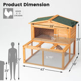 TAKUKA Outdoor Mobile Wooden Chicken Coop with Run， Small Animals Rabbit Hutch with Nest Box, 2 Story Duck Cage Hutch with Weatherproof for Backyard (43W*38D*39H) TAKUKA