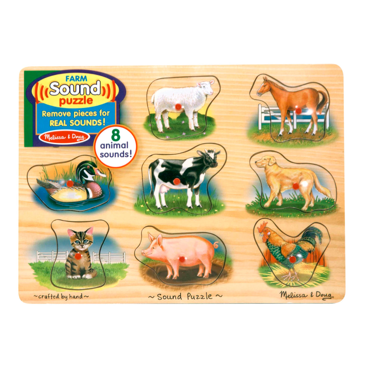 Melissa & Doug Farm Sound Puzzle - Wooden Peg Puzzle With Sound Effects (9 pcs) Melissa & Doug