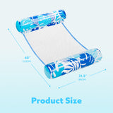 SLOOSH 2 Packs Tropical Leaves Hammock Pool Floats Adults, 4-in-1 Multi-Purpose Inflatable Pool Floats PVC Water Hammock Lounge Floaties (Blue&Green) Sloosh