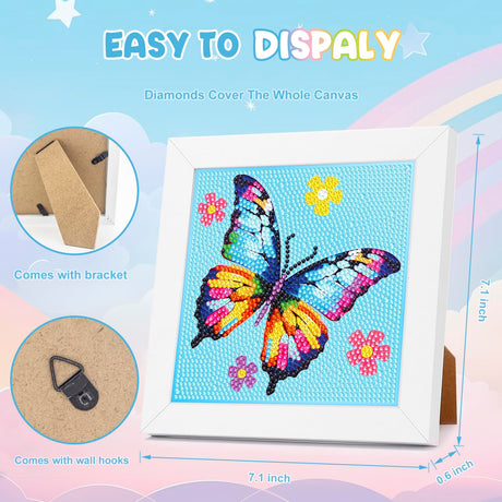 Diamond Art Kits for Kids - Crafts for Girls 8-12 - Dimond Art Paintings with Wooden Frame - Arts and Crafts for Kids Ages 4 6 10 - GEM Art Supplies for Boys Adults Beginners Home Wall Decor Gifts Nardoll