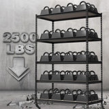 WORKPRO 5-Tier Metal Garage Shelving, 48”W x 24”D x 72”H, Adjustable Storage Rack, Heavy Duty Shelf with Particle Board, 2500 lbs Load Capacity (Total) for Garage, Basement, Warehouse, Kitchen WORKPRO