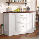 DWVO Farmhouse Buffet Cabinet with Storage, 47" Sideboard with Drawers, Large Kitchen Storage Cabinet Coffee Bar Cabinets for Living Room, Antique White DWVO