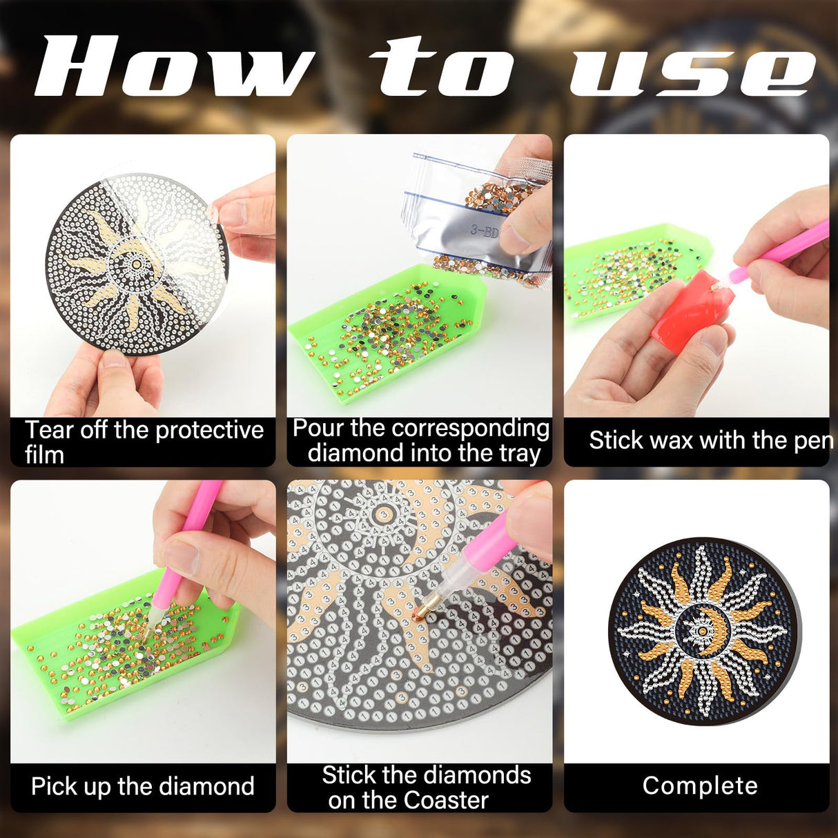 Xuhal 12 Pcs Tarot Diamond Painting Coasters Kits DIY Tarot Diamond Art Coasters with Holder DIY Drinks for Adults Craft Supplies Art Gift, 12 Styles Xuhal