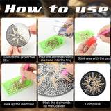 Xuhal 12 Pcs Tarot Diamond Painting Coasters Kits DIY Tarot Diamond Art Coasters with Holder DIY Drinks for Adults Craft Supplies Art Gift, 12 Styles Xuhal