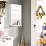 Tangkula Medicine Cabinet, Wall Mounted Bathroom Cabinet Single Door Wooden Bathroom Wall Cabinet with Adjustable Shelf Tangkula