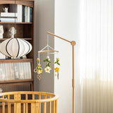 Lanttoe Crib Mobile Arm Wooden Floorstanding - 61 Inches Mobile Arm for Crib|Movable Baby Mobile Hanger|Strong Anti-Dumping Attachment|100% Natural EU Beech Wood|Thicker Wooden Pole|Boho Nursery Decor Lanttoe