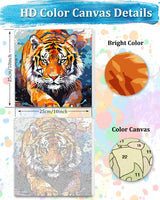 TOCARE Framed Paint by Numbers Kit for Adults, Tiger Paint by Number Framed, Adult Paint by Number Kits on Canvas Framed Tiger for Home Wall Decor (10x10 Inch, Without Easel) TOCARE