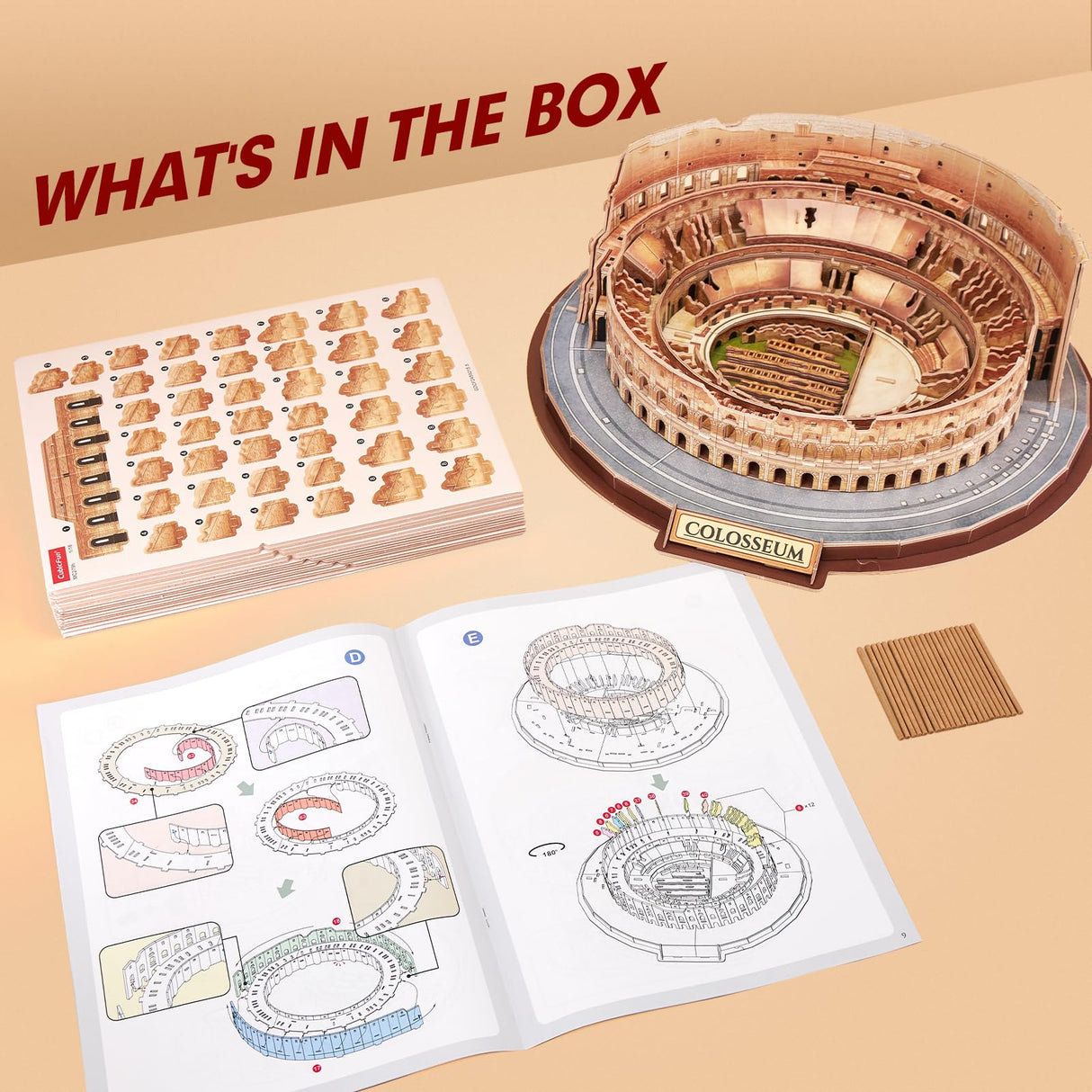 CubicFun 3D Puzzles for Adults Kids New Version Italy Rome Colosseum Jigsaw Puzzle DIY Building Model Kit Easter Gift for Boys Girls Age 10+, 163 Pieces Puzzles for Kids Ages 8-10 Easter Gifts CubicFun