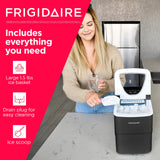 Frigidaire, 26 Lbs Portable Compact Icemaker, Ice Making Machine, Black, White, Medium Frigidaire
