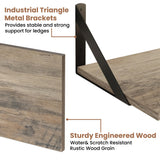 Axeman Floating Shelves for Wall, 16W x 8D Floating Shelves Set of 2, 8 Inch Deep Rustic Grey Wood Wall Mounted Shelves for Farmhouse Bookshelf Living Room Bedroom Axeman