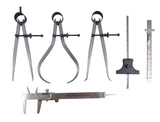 Taytools 6 Piece Measuring Set/Kit with 6" Spring Dividers, Inside & Outside Calipers, Depth Gauge, Pocket Ruler, Vernier Caliper 113500 Taytools