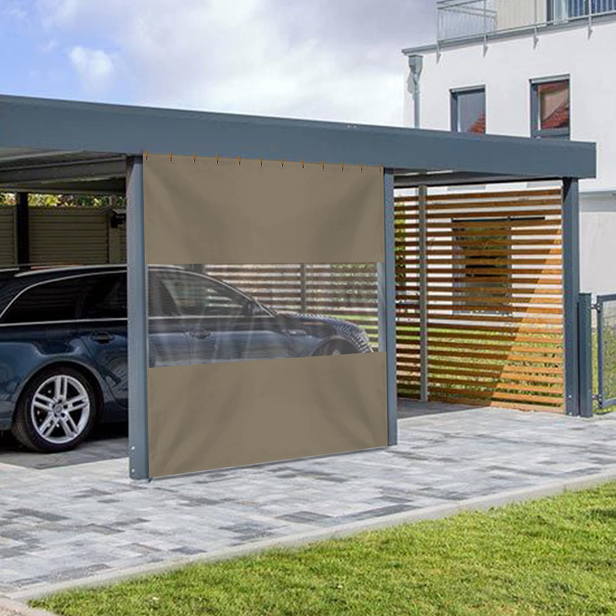 Covers & all Outdoor Clear Panel Curtain, 12 oz Vinyl Outdor Curtains for Patio, Waterproof & Weather Resistant Tarp with Brass Grommets for Pergola, Porch, Gazebos, Balcony (7' H x 12' W Feet, Beige) Covers & All