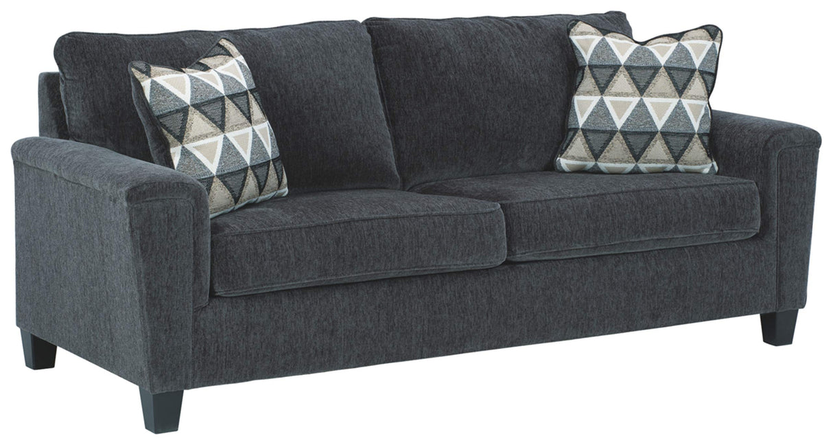 Signature Design by Ashley Abinger Chenille Contemporary Sofa with 2 Accent Pillows, Dark Gray Signature Design by Ashley
