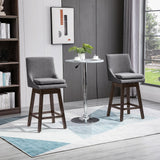 HOMCOM Bar Height Bar Stools Set of 2, Armless Upholstered Swivel Barstools Chairs with Soft Padding Cushion and Wood Legs, Dark Gray HOMCOM