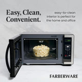 Farberware FMO11AHTBKBD1 Countertop 1000 Watts Microwave Oven with LED Lighting and Child Lock-Perfect for Apartments and Dorms-Easy Clean, 1.1 Cu. Ft, Stainless Steel Farberware
