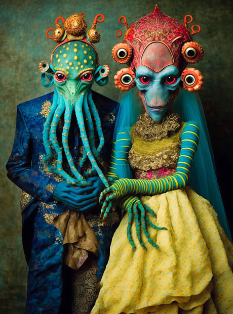 Cross & Glory - Meet The Aliens: Xantara and Nykara - 1000 Piece Jigsaw Puzzle | Unique Alien Couple Artwork | Satin Finish Cross & Glory