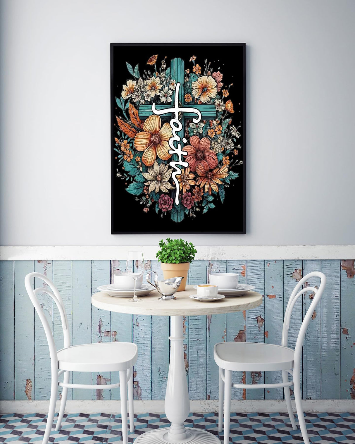 KINPLUB Cross Flower Diamond Painting Kits for Adults, 5D Faith Cross Diamond Art Kits for Beginners, DIY Full Round Drill Paint by Diamonds, Home Wall Decor 12 x 16 Inch KINPLUB