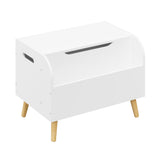 Toy Box With Front Bookshelf, Flip Top Lid, Safety Hinge For Kids Room Organization - White