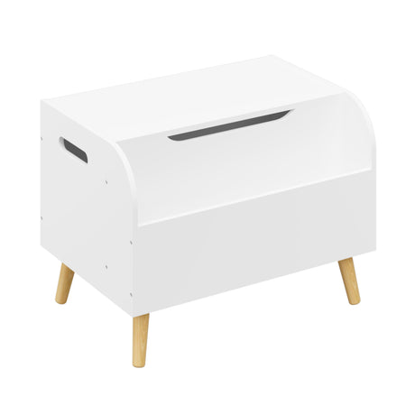 Toy Box With Front Bookshelf, Flip Top Lid, Safety Hinge For Kids Room Organization - White HouseOfZazla