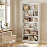 LITTLE TREE 72-Inch Tall Bookcase, 7-Tier White Wooden Large Bookshelf, Wide Bookcase Bookshelves, Freestanding Modern Display Shelving Unit for Living Room, Bedroom, Office LITTLE TREE