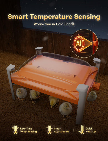 Smart Chicken Coop Heater, 200 Watts Chick Brooder Heating Plate Built-in Adaptive Temperature Sensor, Chicken Brooder Heater for 25 Chicks, Adaptable to Timer and Temp Controllers,UL-Compliant