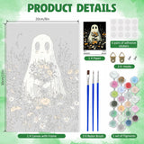 DOMROM Framed Paint by Numbers Kit for Adults Beginners with Wooden Easel, Halloween Ghost Paint by Number Kit on Canvas, DIY Oil Painting Kits for Home Wall Decor Gift 8x12in DOMROM