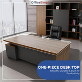 OfficeSimpli Modern L Shaped Executive Desk, 84x72x30 Inch - Made in USA – Ships Mostly Assembled – Home Office Workstation & Business Furniture, Large CEO Desk Table with Cabinets & Lockable Drawers OfficeSimpliUS
