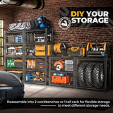 Auto Dynasty 5-Tier Storage Shelves, 72" H Heavy Duty(3000LBS Capacity) Adjustable Garage Shelving, Metal Storage Utility Rack Shelf Unit for Pantry Kitchen Warehouse, 72" H x 35" W x 16" D, Black Auto Dynasty