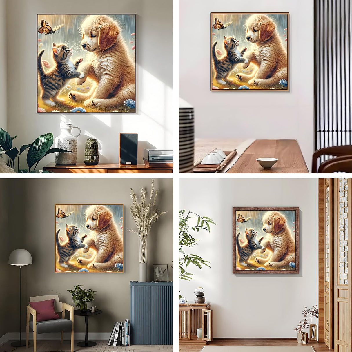 Diamond Painting Kits for Adults, Cute Dog and Cat Diamond Art Kits for Adults Beginner, DIY Full Drill Animal Diamond Dots Paintings with Gem Art and Crafts for Adult Home Decor 11.8x11.8 in Shouruihua