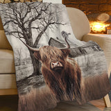 Highland Cow Blanket Highland Cow Throw Blankets Rustic Farmhouse Cattle Print Cozy Fleece Flannel Stuff Plush Lightweight Bedding Lover Gifts for Men Women Adults for Couch Sofa Bed Decor 40"X50" nanen