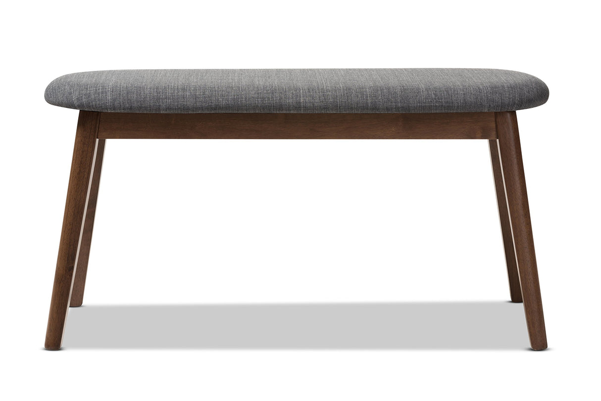 Baxton Studio Easton Mid-Century Modern Dark Grey Fabric Upholstered Walnut Finished Wood Bench Baxton Studio